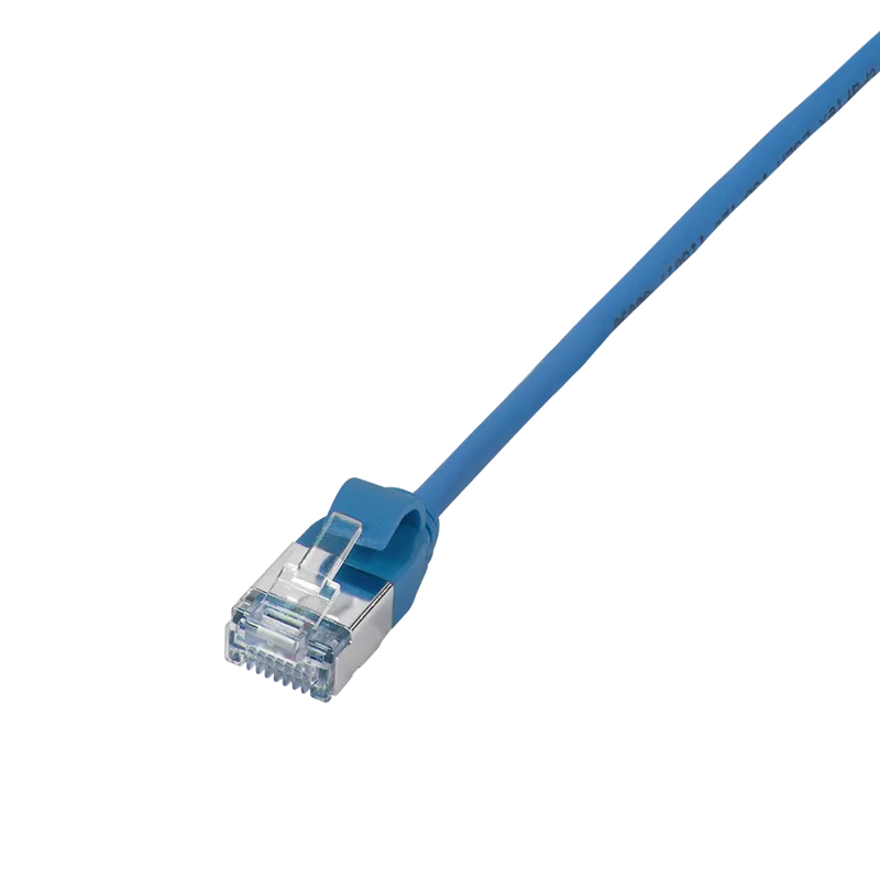 Patchkabel SlimLine, Ultraflex, Cat.6A, U/FTP, Blau, 0,3 m