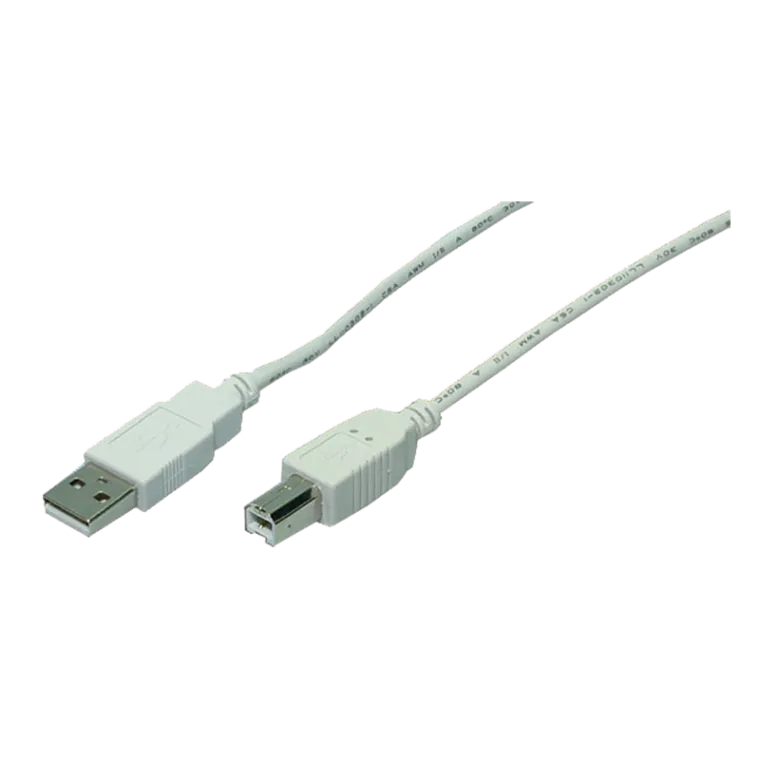 USB 2.0-Kabel, USB-A/M zu USB-B/M, grau, 5 m