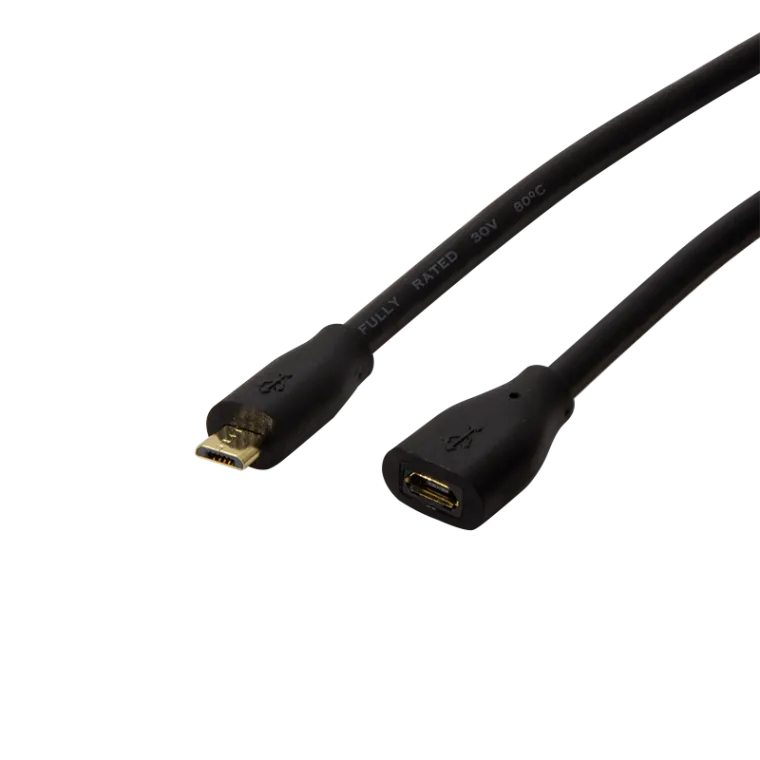 USB 2.0-Kabel, Micro-USB/M zu Micro-USB/F, schwarz, 2 m