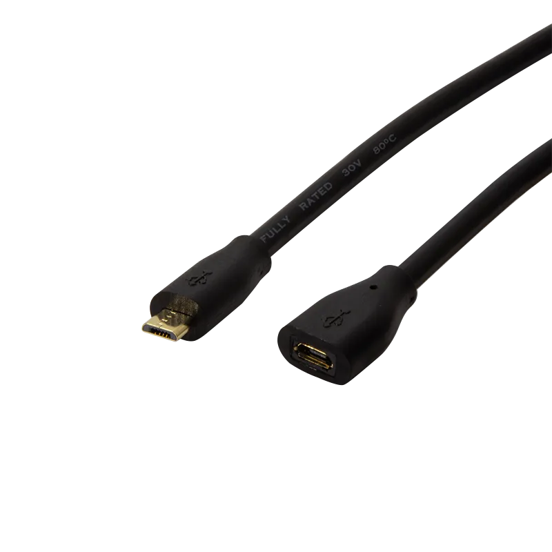 USB 2.0-Kabel, Micro-USB/M zu Micro-USB/F, schwarz, 3 m