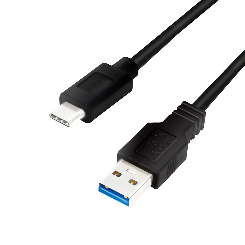 USB 3.2 Gen1 Type-C-Kabel, C/M zu A/M, 5 Gbit/s, 60W, schwarz, 0,15 m