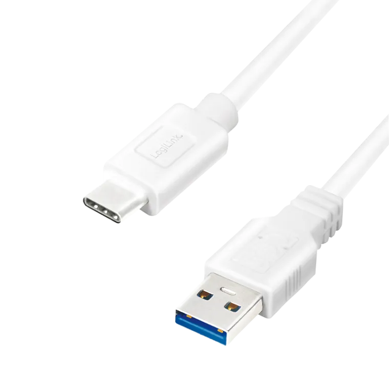 USB 3.2 Gen1 Type-C-Kabel, C/M zu A/M, 5 Gbit/s, 60W, weiß, 0,15 m