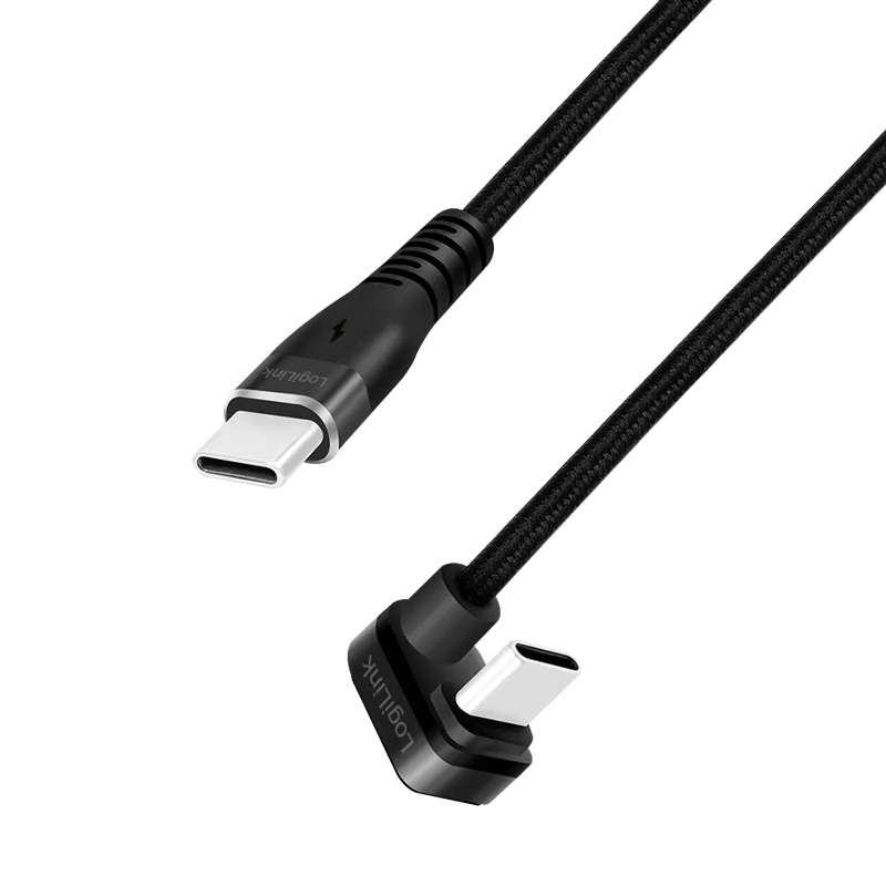 USB 2.0 Type-C-Gamingkabel, C/M 180° zu C/M, 480 Mbit/s, 60W, Alu, schwarz, 1 m