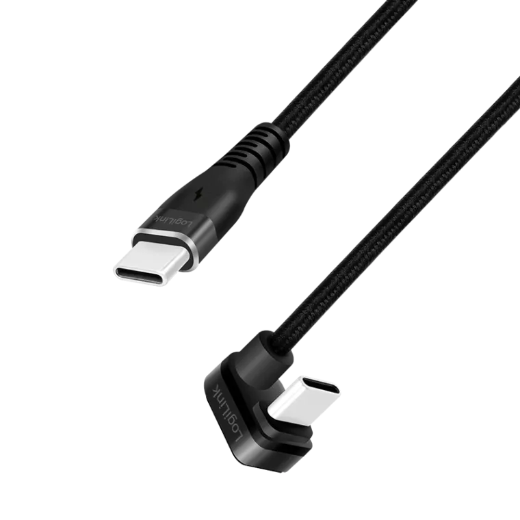 USB 2.0 Type-C-Gamingkabel, C/M 180° zu C/M, 480 Mbit/s, 60W, Alu, schwarz, 2 m