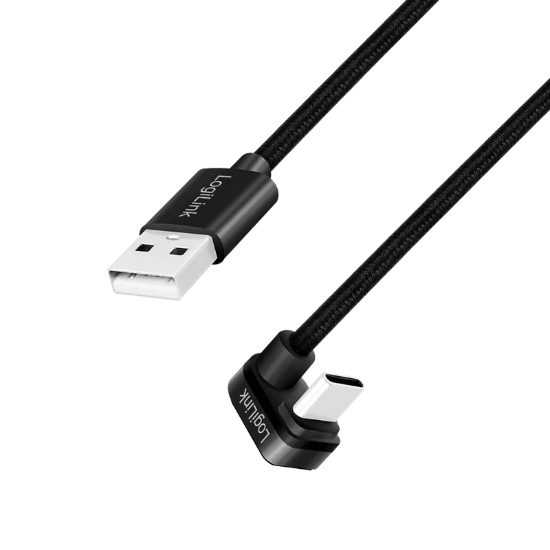 USB 2.0 Type-C-Gamingkabel, C/M 180° zu A/M, 480 Mbit/s, 60W, Alu, schwarz, 1 m
