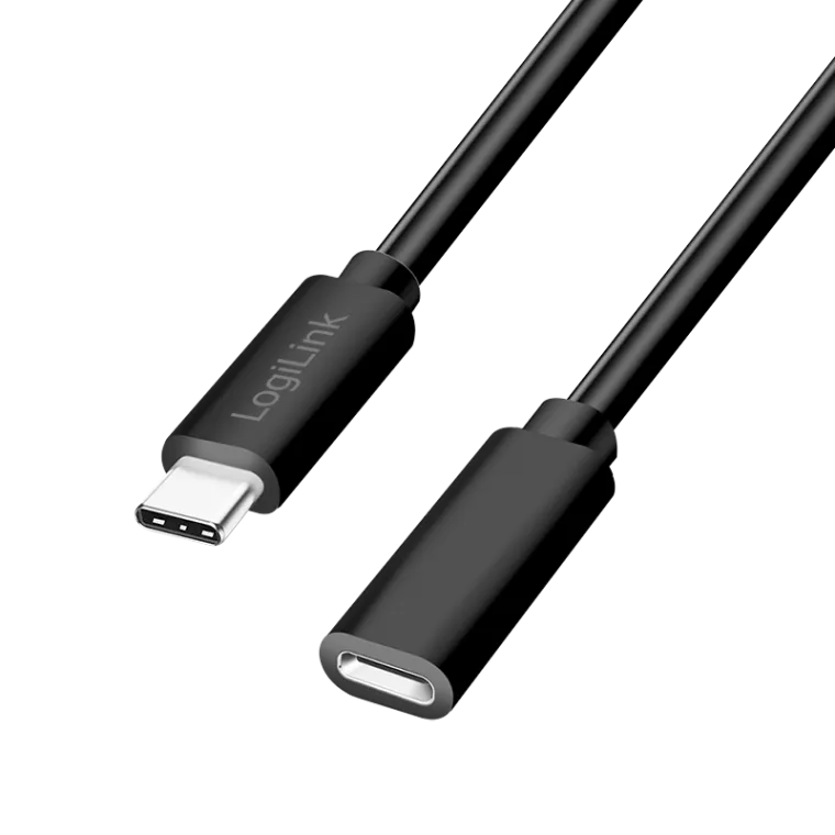 USB 2.0 Type-C-Kabel, C/M zu C/F, 480 Mbit/s, 60W, schwarz, 3 m
