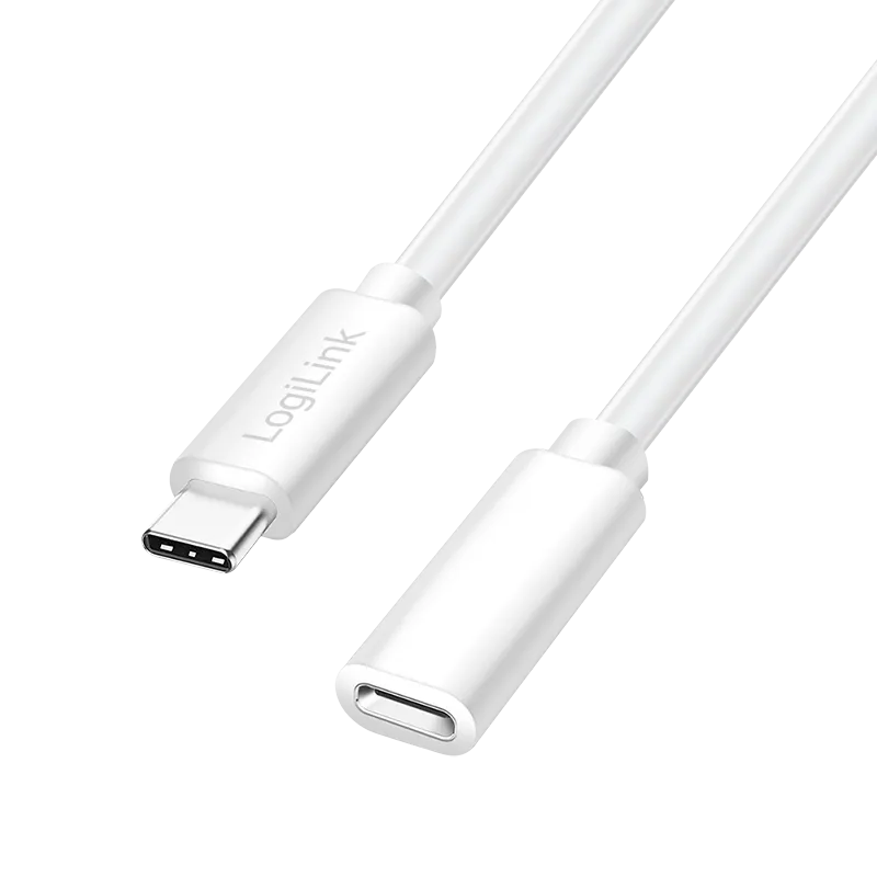 USB 2.0 Type-C-Kabel, C/M zu C/F, 480 Mbit/s, 100W, weiß, 2 m