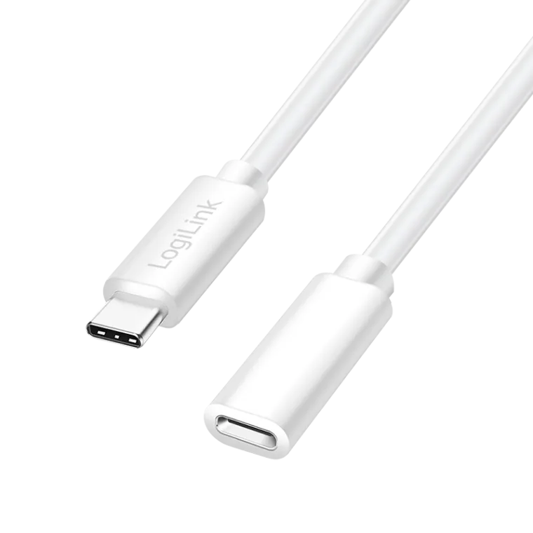 USB 2.0 Type-C-Kabel, C/M zu C/F, 480 Mbit/s, 60W, weiß, 3 m
