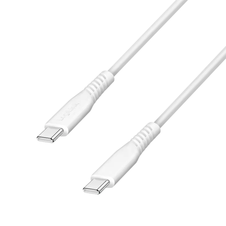 USB 2.0 Type-C-Kabel, C/M zu C/M, 480 Mbit/s, 60W, weiß, 1 m