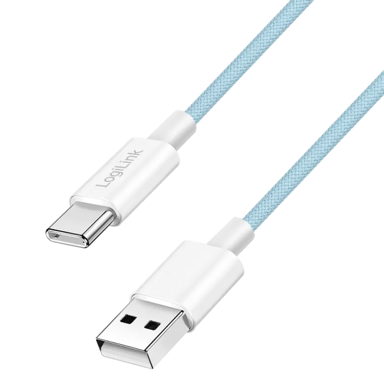 USB 2.0 Type-C-Kabel, A/M zu C/M, 480 Mbit/s, 60W, Nylon, blau, 1 m