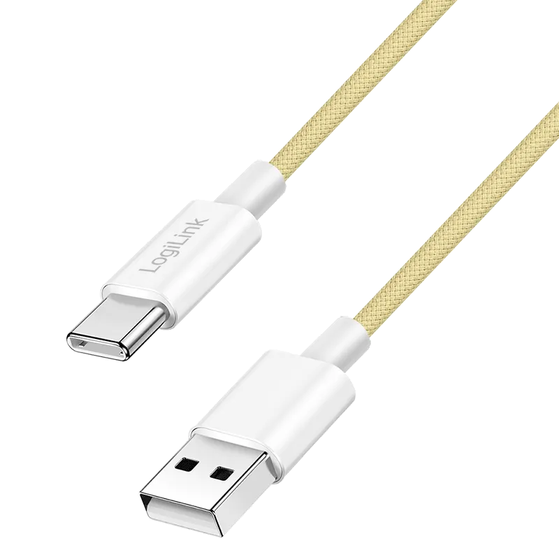 USB 2.0 Type-C-Kabel, A/M zu C/M, 480 Mbit/s, 60W, Nylon, gelb, 1 m