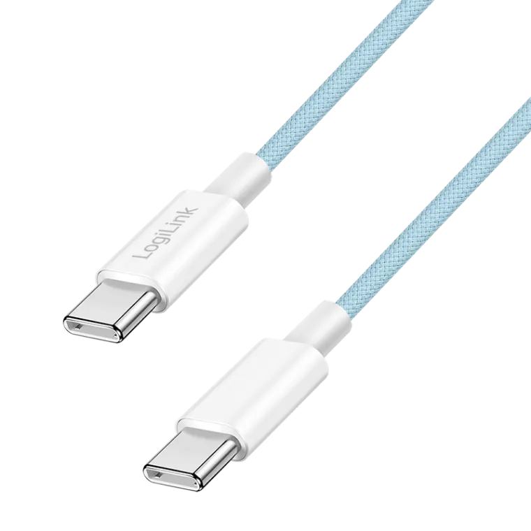 USB 2.0 Type-C-Kabel,C/M zu C/M, 480 Mbit/s, 60W, Nylon, blau, 1 m