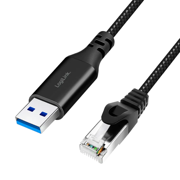 USB 3.0 Ethernet-Kabel, A/M zu RJ45/M, 1 Gbit/s, aktiv, schwarz/grau, 10 m