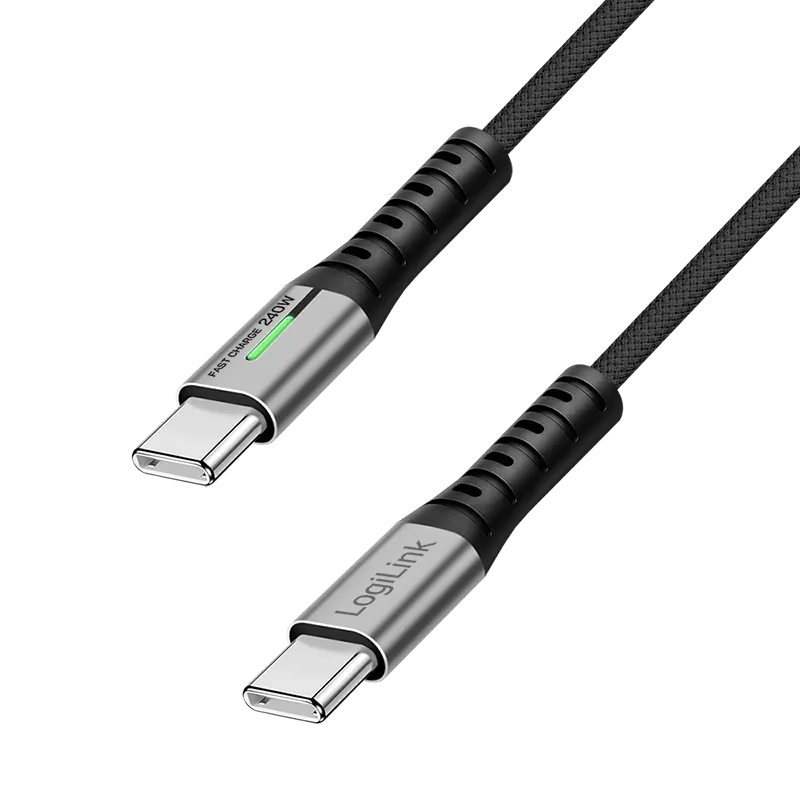 USB 3.2 Gen2x2 Type-C-Kabel, C/M zu C/M, 20 Gbit/s, 240W, 4K, LED, schwarz, 0,5 m