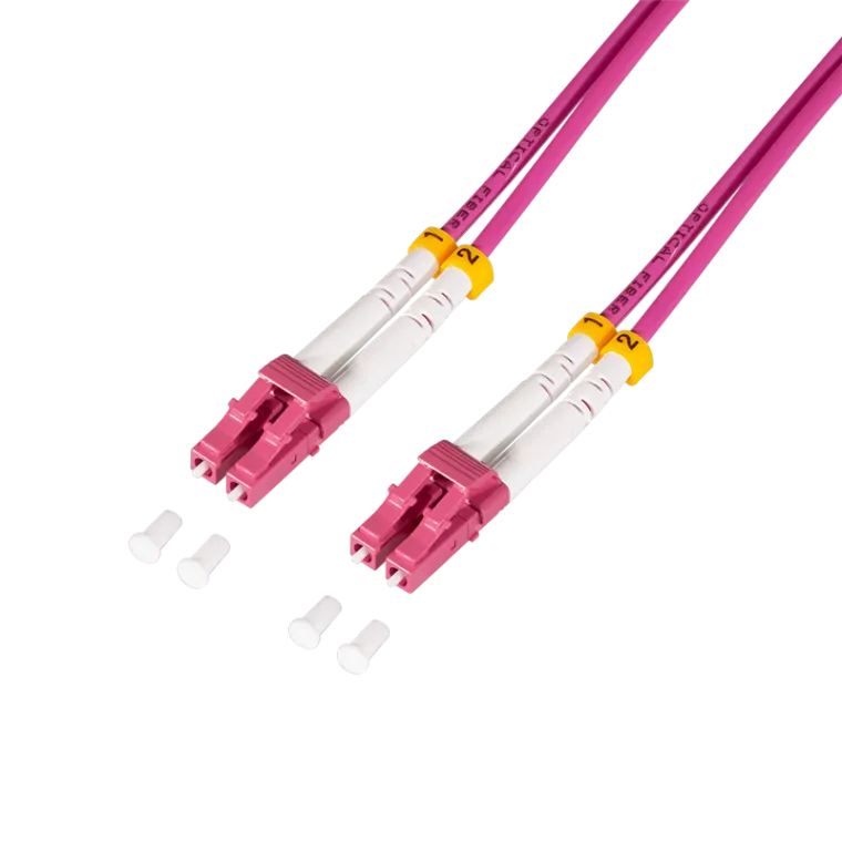Stahlarmiertes Glasfaser-Patchkabel OM4, Duplex LC/UPC - LC/UPC, 20 m