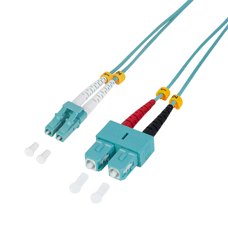LWL Duplex Patchkabel, OM3, 50/125µ, LC-SC, Türkis, 0,5 m