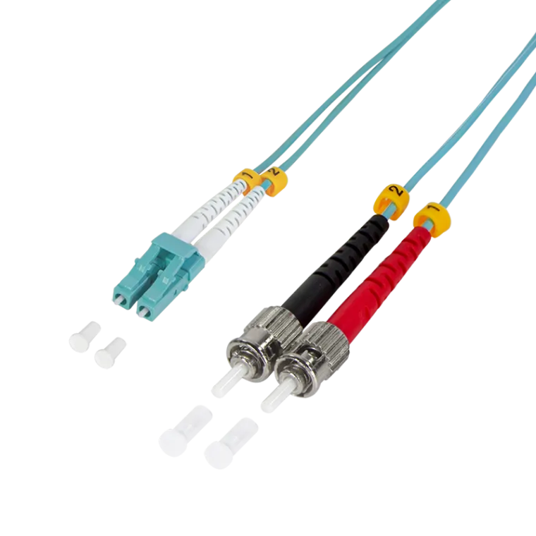 LWL Duplex Patchkabel, OM3, 50/125µ, LC-ST, Türkis, 2 m
