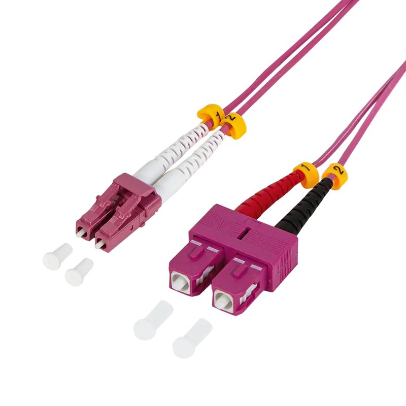 LWL Duplex Patchkabel, OM4, 50/125µ, LC-SC, Erikaviolett, 10 m
