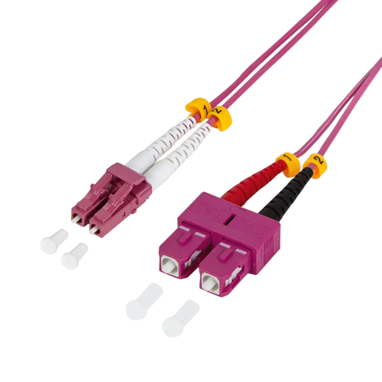 LWL Duplex Patchkabel, OM4, 50/125µ, LC-SC, Erikaviolett, 20 m
