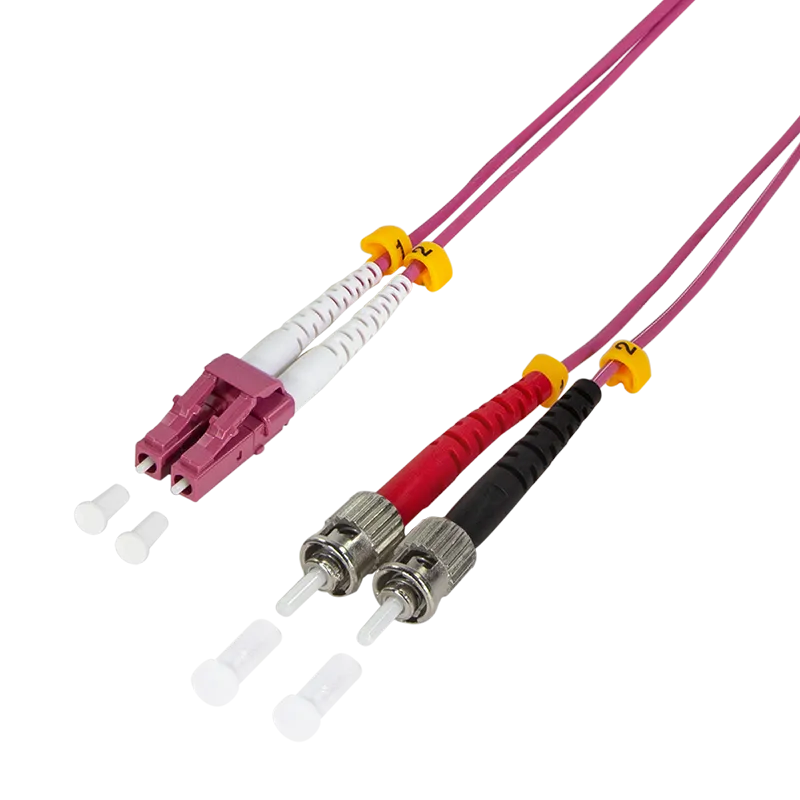 LWL Duplex Patchkabel, OM4, 50/125µ, LC-ST, Erikaviolett, 1 m