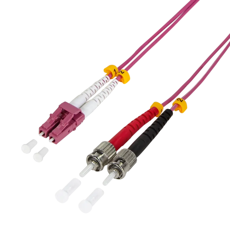 LWL Duplex Patchkabel, OM4, 50/125µ, LC-ST, Erikaviolett, 3 m