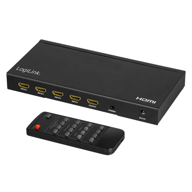 HDMI-Switch 4x1-Port, Multiviewer, 4K/30 Hz, Scaler, Seamless, RC