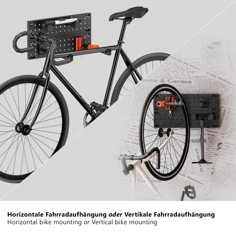 MAXTRACK Fahrrad Wandhalterung vertikal & horizontal, Reifenbreite ≤ 45 mm, Belastung bis 30 kg (HR 14)