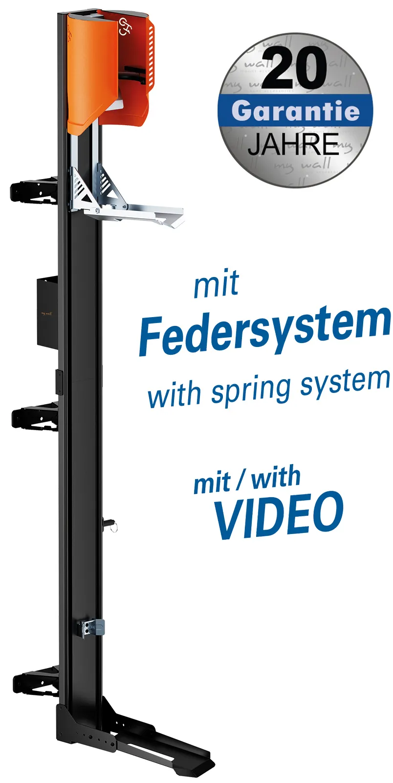 MAXTRACK EasyLift vertikale Fahrrad Wandhalterung schwenkbar, Reifenbreite bis 7,6 cm (3"), Reifenhöhe bis 8,6 cm (3,4") (HR 17)