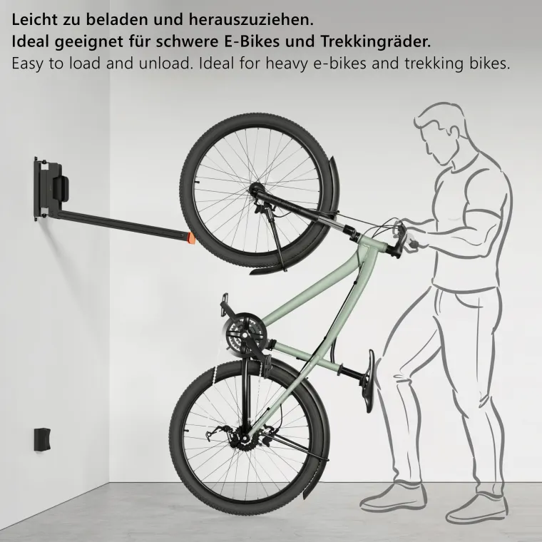 MAXTRACK Fahrrad Wandhalterung schwenkbar für Räder mit Schutzblech, Reifenbreiten 5,3 cm - 7,1 cm (2,1" - 2,8") (HR 18)