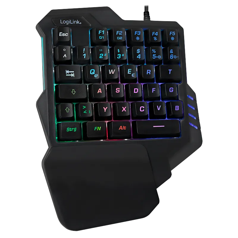 Beleuchtete Einhand-Gaming Tastatur, schwarz