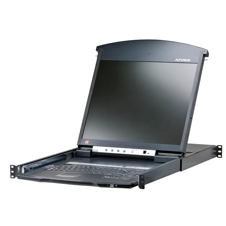 LCD Konsole 17" mit 16-Port Cat.5/6 KVM over IP Switch (Dual Rail)