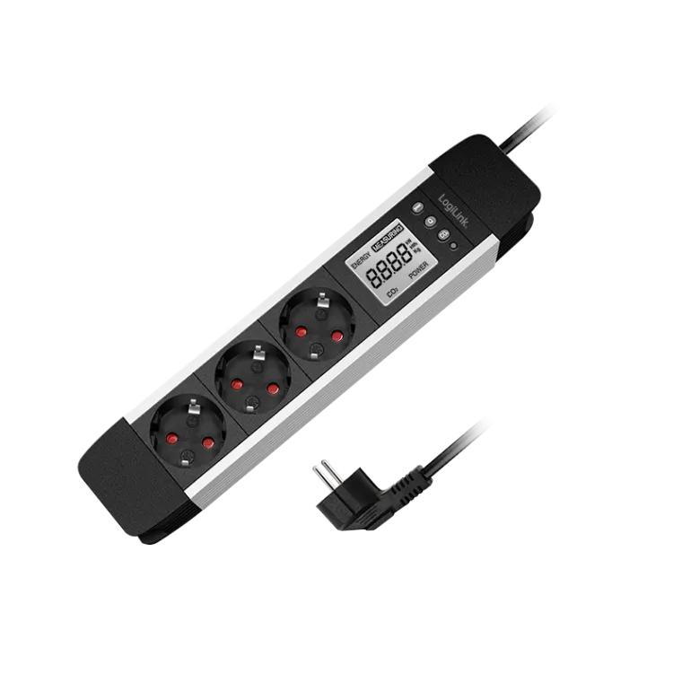 3-fach Steckdosenleiste, LCD Display, Echtzeit Energieverbrauch/CO2-Emission