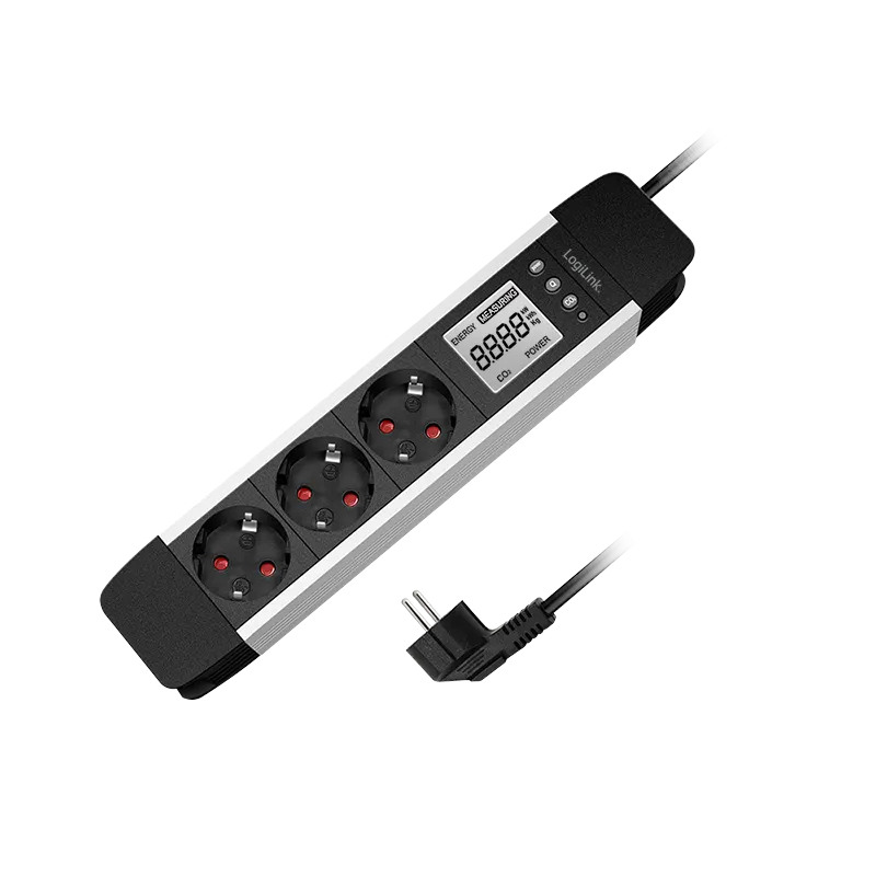 3-fach Steckdosenleiste, LCD Display, Echtzeit Energieverbrauch/CO2-Emission