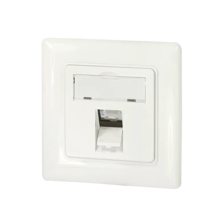Unterputzdose für 1 Keystone-Modul, 45° Schrägauslass, designkompatibel, reinweiß
