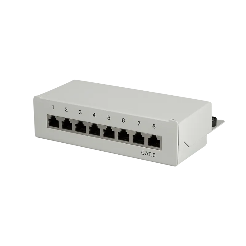 Cat.6 Patchpanel 8 Ports geschirmt, Desktop, Hellgrau