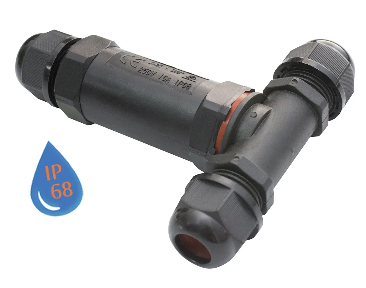 MAXTRACK wasserdichter Kabelverbinder, T-Stück, Schutzart: IP 68 staub- und wasserdicht (NZ 12)