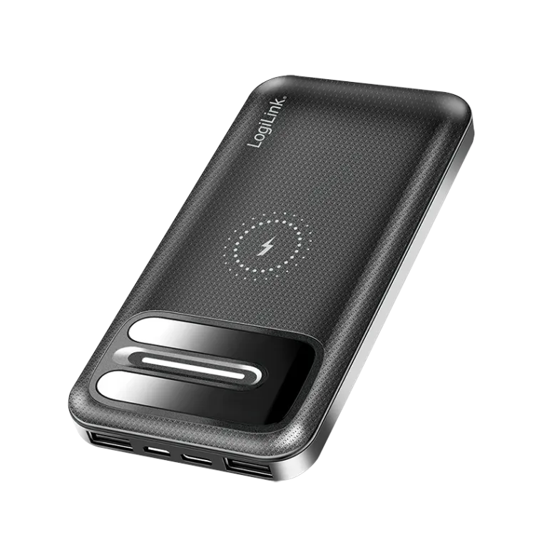 Powerbank 8.000 mAh, kabelloses Laden + 2x USB-A