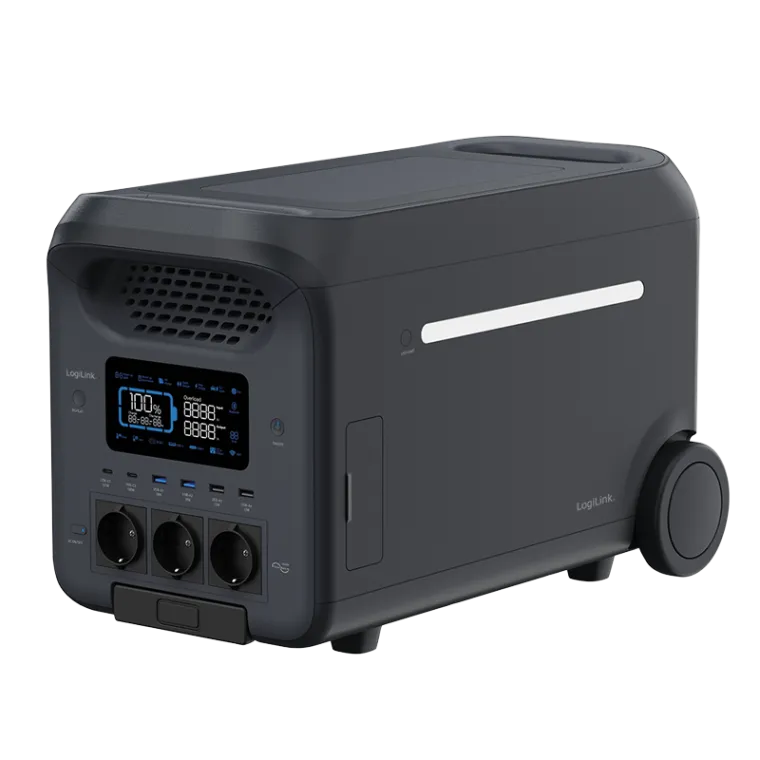 Tragbare Powerstation, 3000 W, LiFePO4-Akku, Tuya kompatibel, schwarz