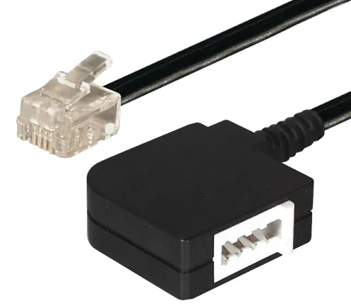 MAXTRACK Verbindungskabel, Western 6/4-Stecker – TAE F-Kupplung, 0,2 m (T 16-0,2)