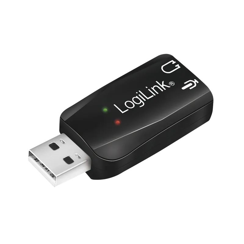 USB 2.0 Audio-Adapter, USB-A/M zu 2x 3,5 mm/F, Virtual 5.1 Surround-Sound, schwarz