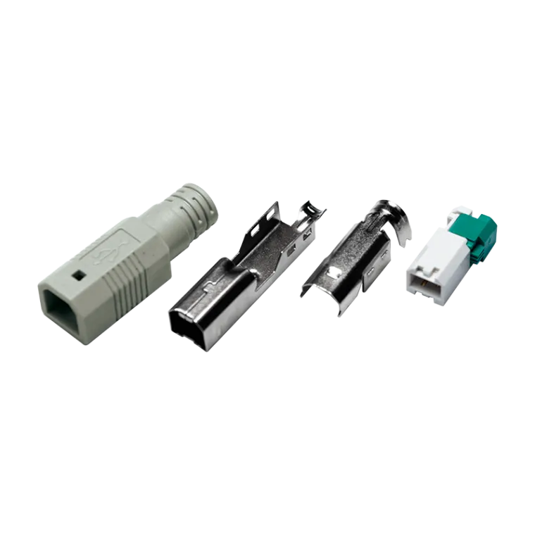 USB 2.0-Konnektor zur Selbstmontage, USB-B/M, Crimp-Version, grau