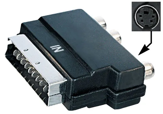 MAXTRACK Adapter, Scartstecker - 3x Cinchkupplung + 4 pol. Hosidenkupplung (V 49 iV)