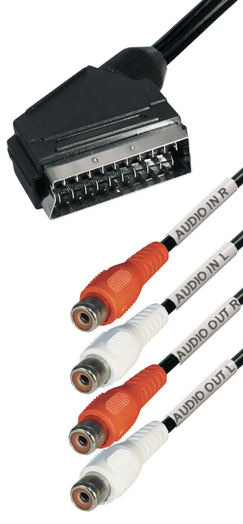 MAXTRACK Adapterkabel, Scartstecker auf 4x Cinchkupplung, 0,2 m (V 74 K)