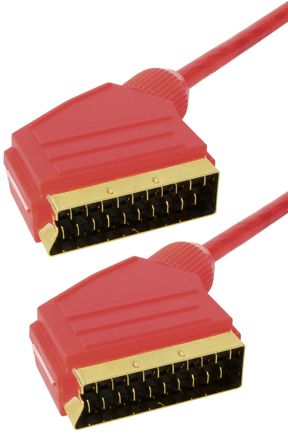 MAXTRACK Scartkabel, Scartstecker auf Scartstecker, 1,5 m, transparent-rot (VC 3 DRG)