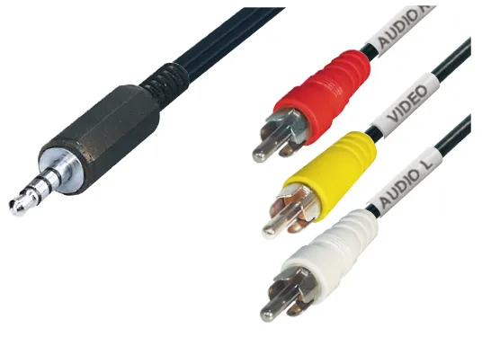 MAXTRACK Verbindungskabel, 4 pol. Klinkenstecker 3,5 mm auf 3x Cinchstecker, 2,0 m (VD 5-2 B)