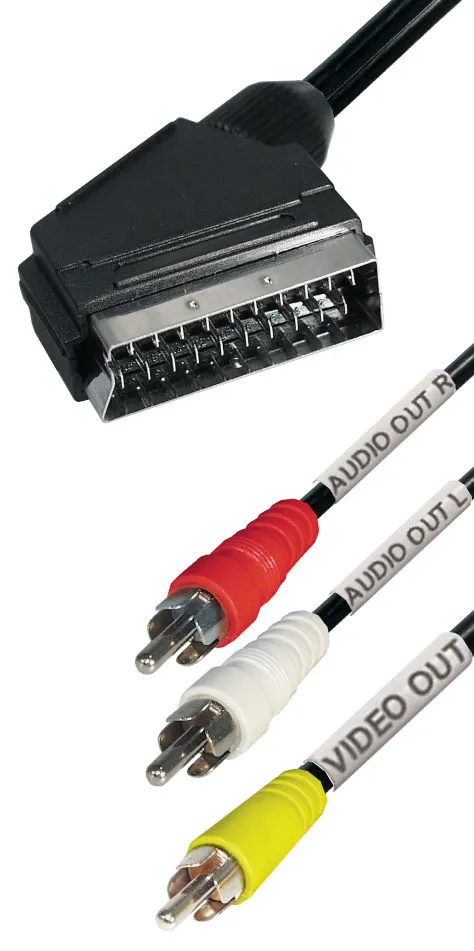 MAXTRACK Adapterkabel, Scartstecker auf 3x Cinchstecker, 5,0 m (VM 11-5)