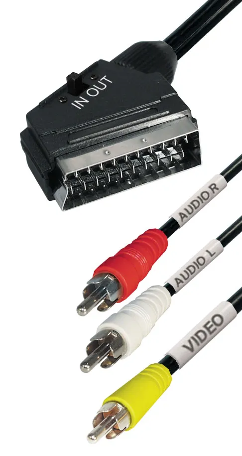 MAXTRACK Adapterkabel, Scartstecker - 3x Cinchstecker mit Umschalter (VM 11 S)